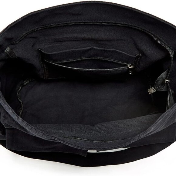 Women Men Crossbody Shoulder Bag Large Tote Bag with Multiple Pockets Canvas Mes - Picture 5 of 7